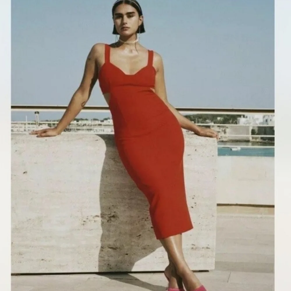 Zara Red Midi Dress - Picture 3 of 13